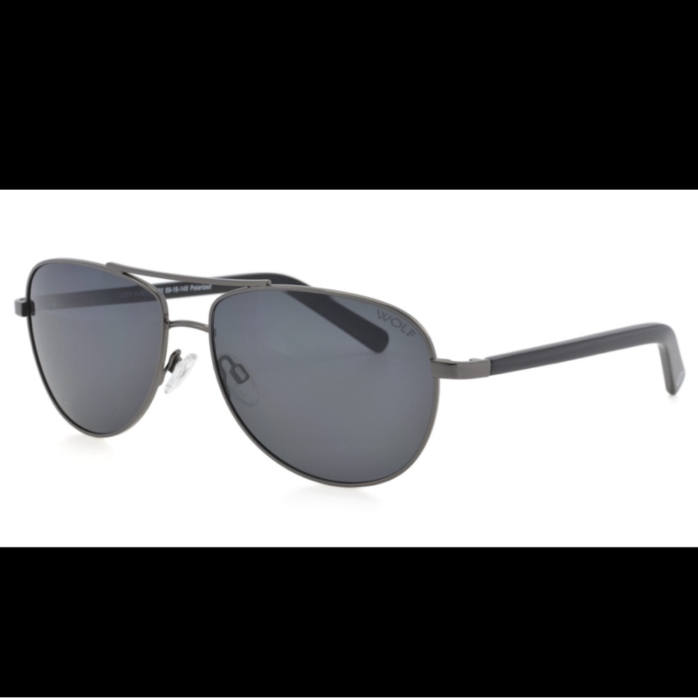 Wolf Polarized Sunglasses SUN042 Gunmetal Aviator Unisex Grey Eyewear British